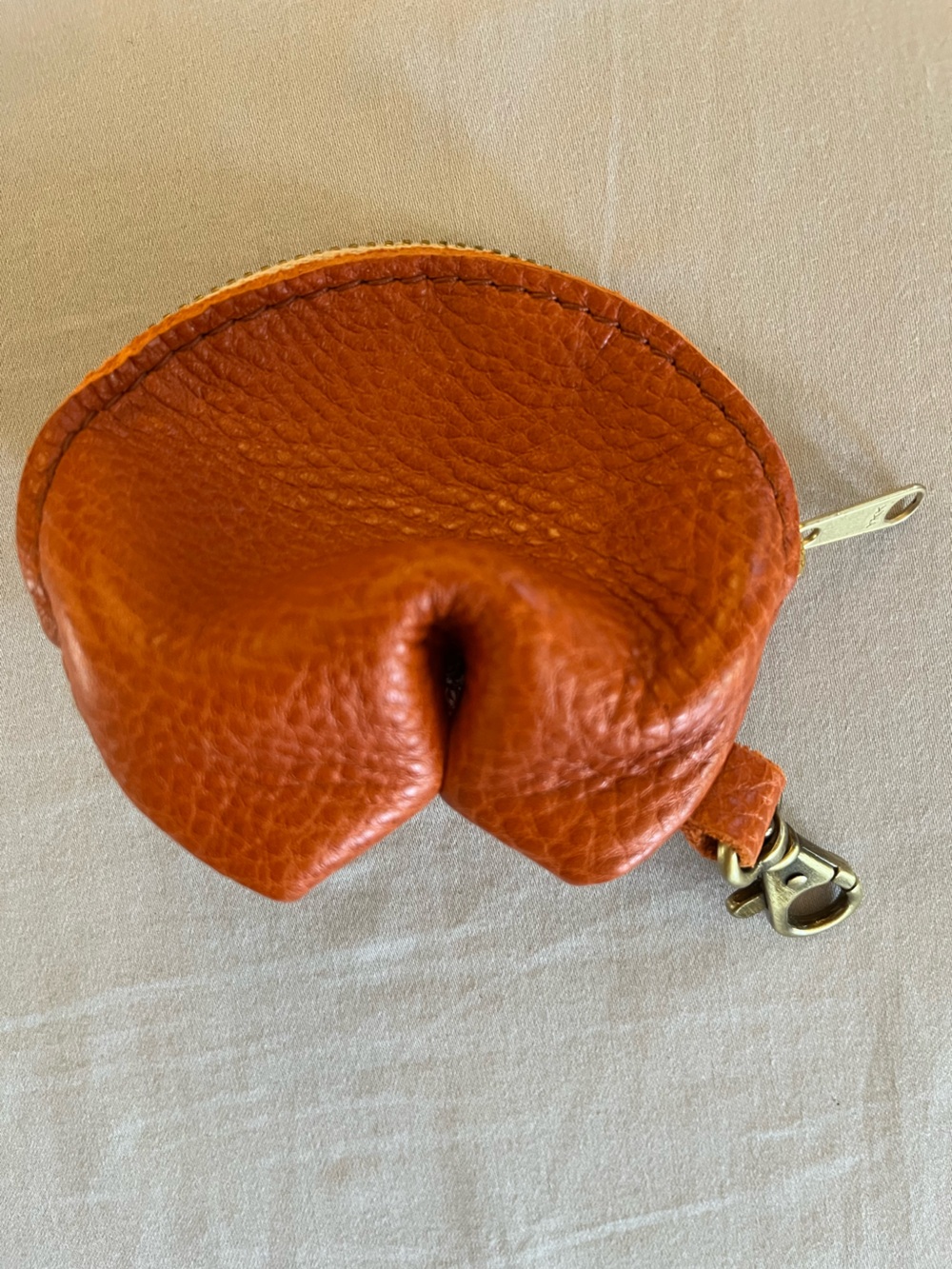 Portland Leather Fortune Cookie Orange Coin Pouch Key Clip